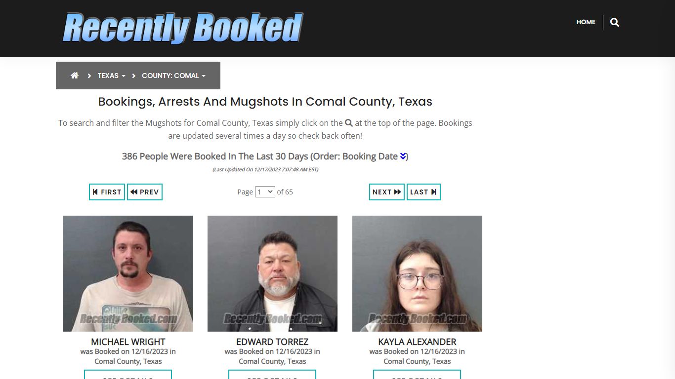 Recent bookings, Arrests, Mugshots in Comal County, Texas - Recently Booked